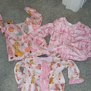 Cute Pink and Orange Baby Onesies Trio